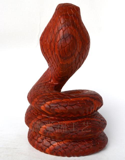 红檀木/蟒蛇摆件/生肖蛇/眼镜蛇工艺品木雕摆件饰品