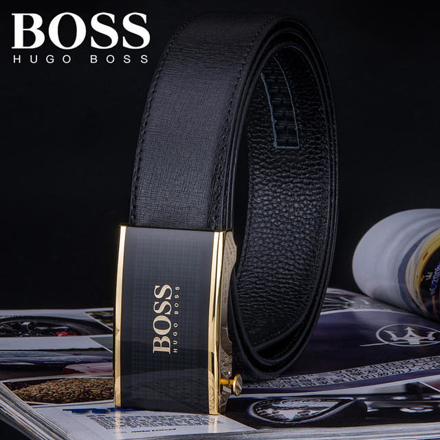 新款正品奢华boss纯铜扣皮带男装奢侈品牌boss头层牛皮腰带真皮裤带