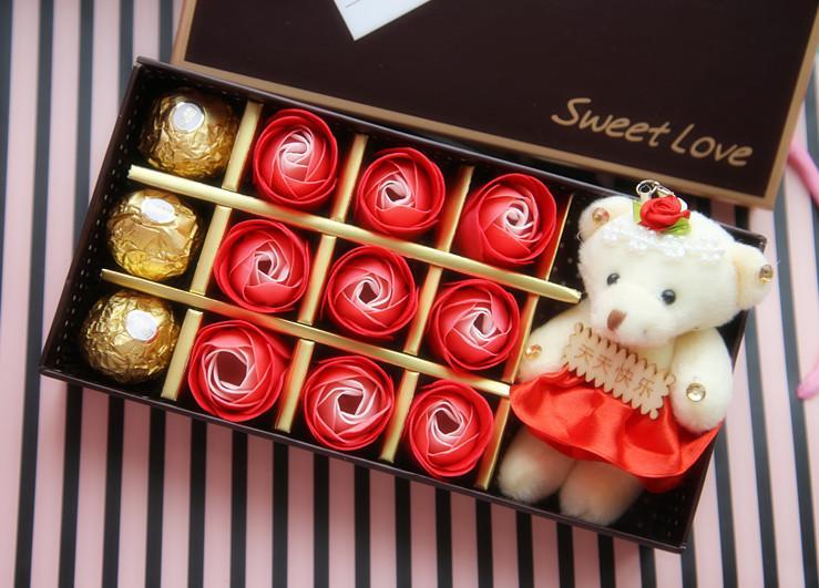 生日情人节礼物光棍节|费列罗巧克力玫瑰花礼盒|小熊公仔|贺卡