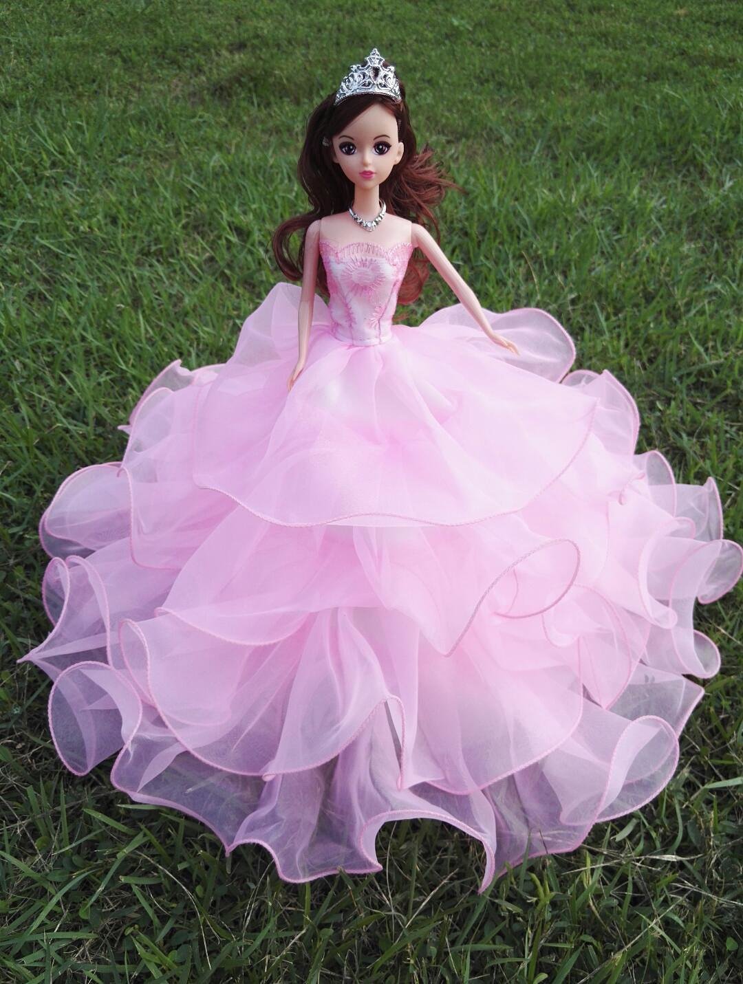 巴比娃娃衣服_芭芘巴比娃娃婚纱套装新娘真高厘米立体网纱花朵 - 阿里巴巴