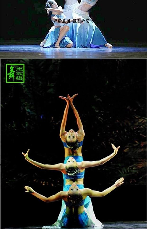 喜水三人舞舞蹈演出服傣族舞蹈表演服装舞台演出服装