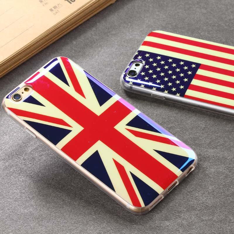英美国旗蓝光镭射iphone6手机壳tpu硅胶防摔全包苹果6plus/5s套潮