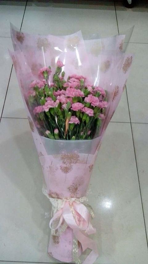 【鲜花】 20支粉色多头康乃馨,粉色油面纸包装