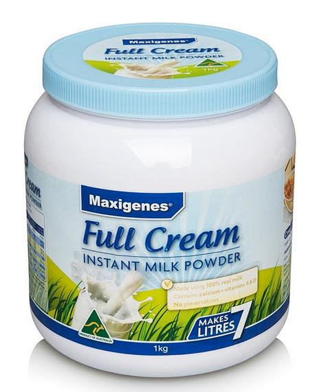 instant milk powder,full cream 【包邮】澳洲直邮maxigenes 美可卓蓝胖子 全脂高钙