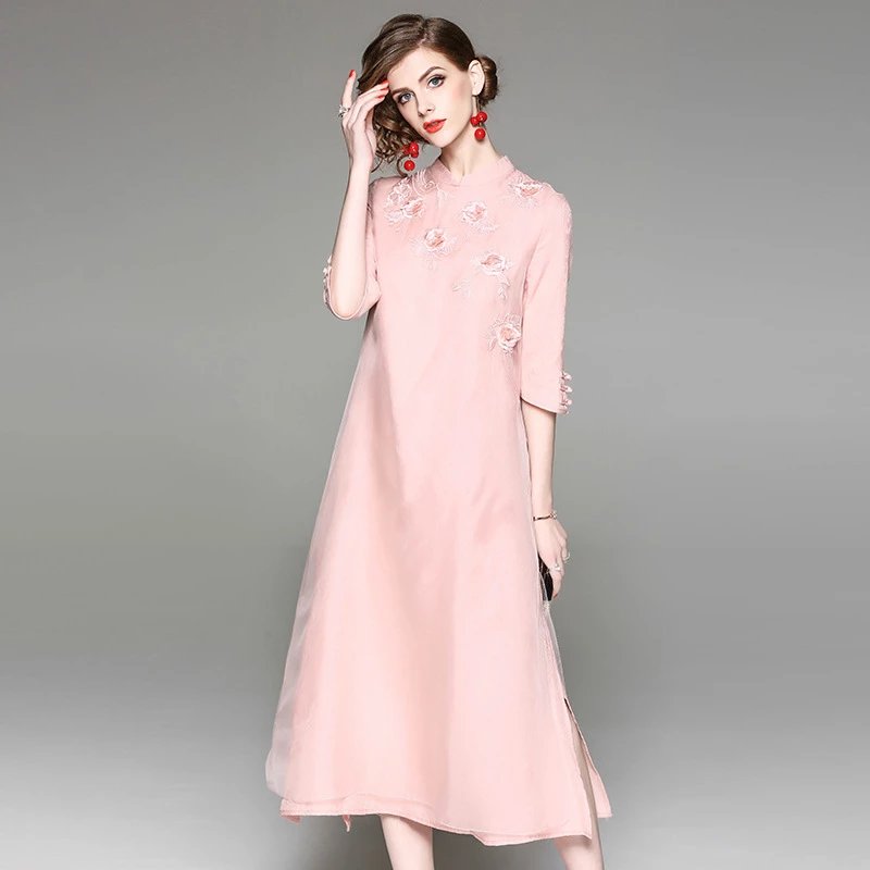 敬酒服新娘春季2018 结婚新款改良旗袍裙a字连衣裙中国风刺绣女装