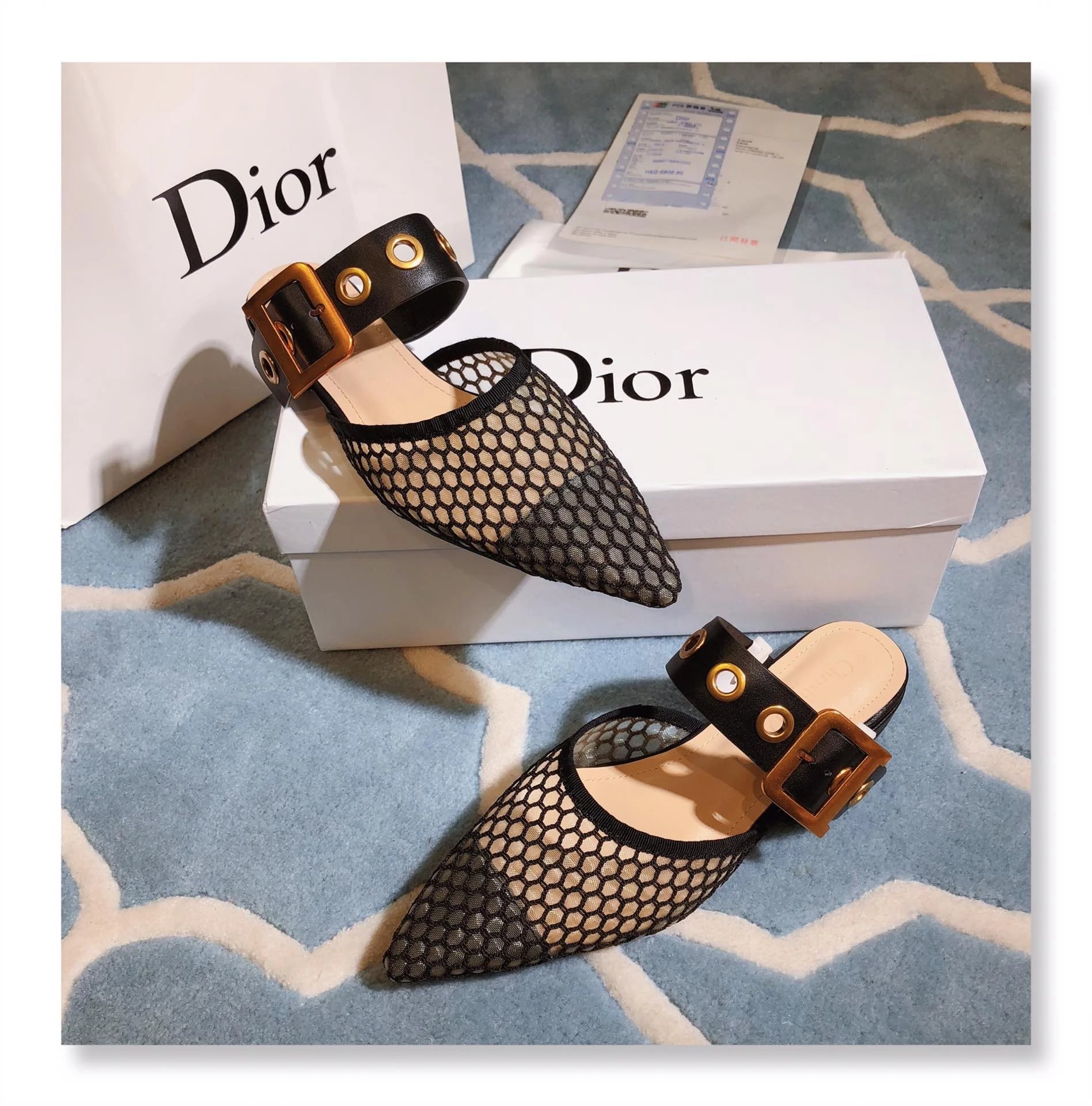 dior/迪奥女鞋 19春夏新款dior女鞋dior单鞋尖头穆勒鞋女穆勒拖鞋尖头