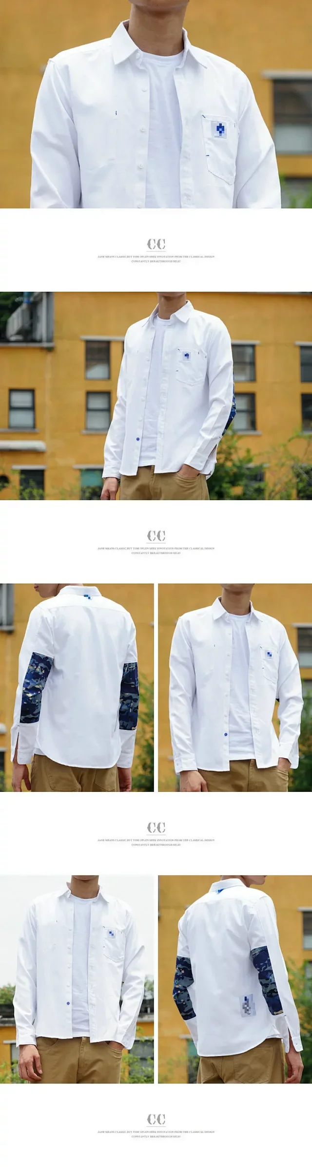 MADNESS Shirts Long-Sleeve Camouflage Elbow-Patch Shirt product detail image 3