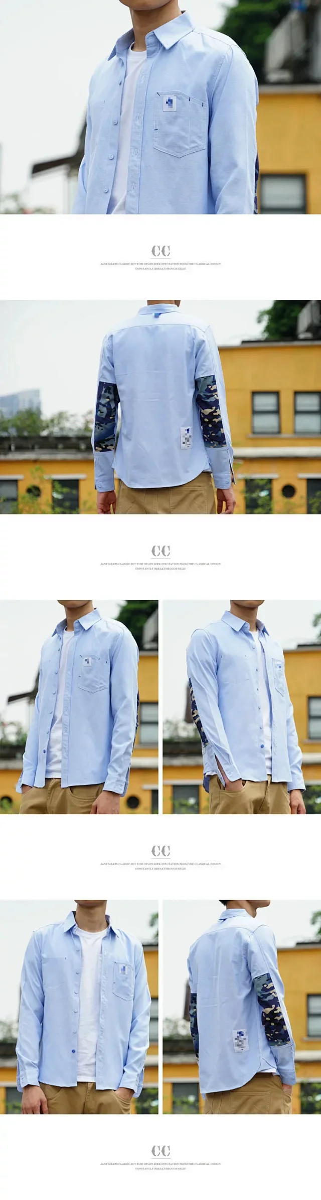 MADNESS Shirts Long-Sleeve Camouflage Elbow-Patch Shirt product detail image 4