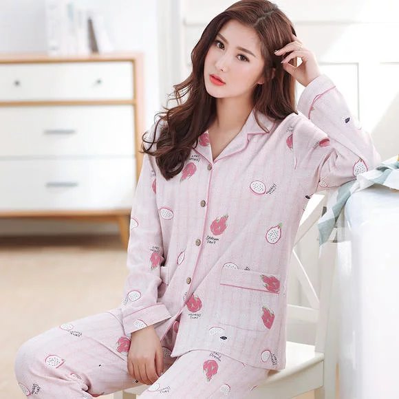 【月嫂居家服】长袖全棉开衫月子秋冬青年妈妈印花套装家居服