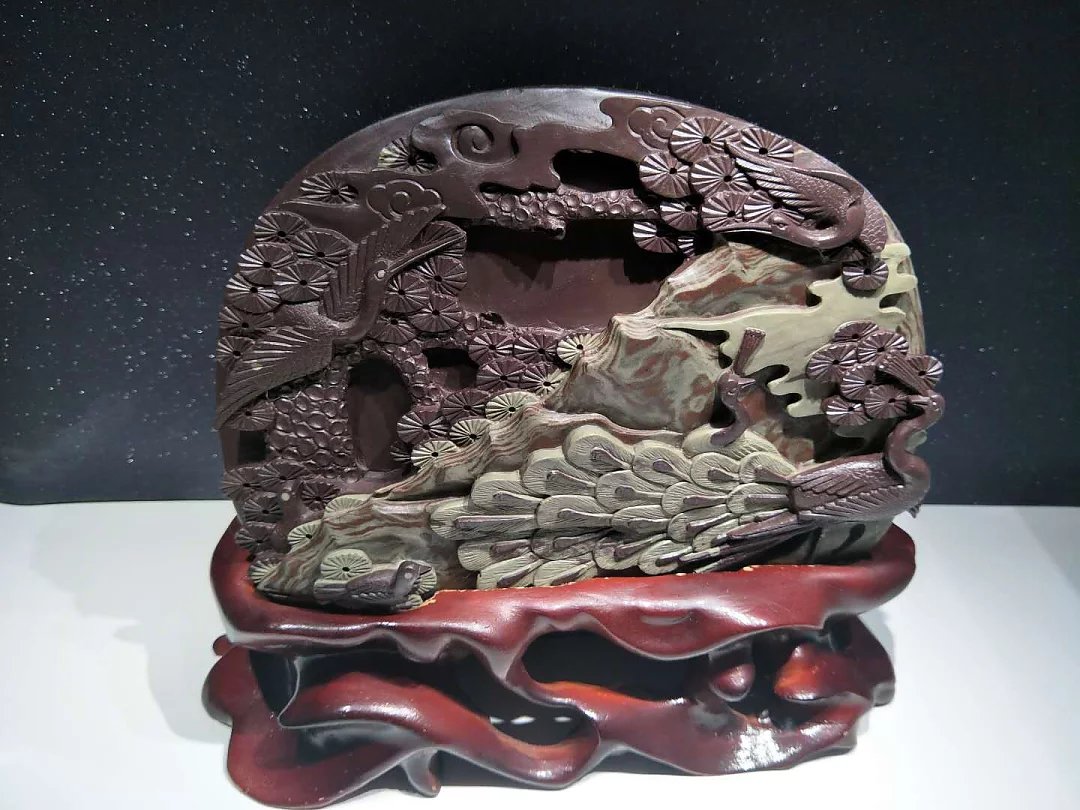 宁夏特产五宝之贺兰砚 摆件工艺品砚台——《百鸟朝凤》