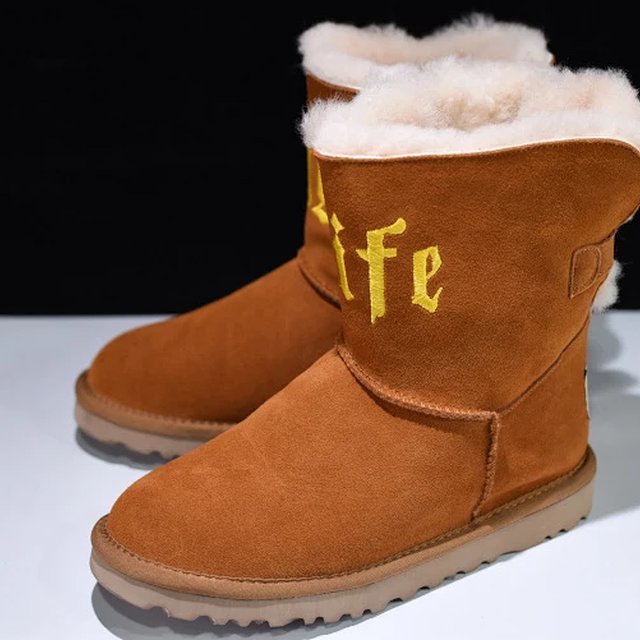 Jeremy Scott x UGG Classic Life Mini Insulated Ankle Snow Boots "Gothic Yellow Camel" 1092711-CHEC