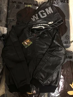 thumbnail for BAPE 17SS LEATHER SHARK HOODED JACKET HOODY