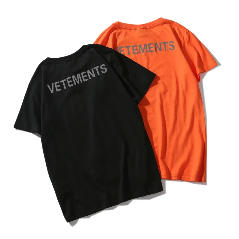 好评退邮费WM2312#夏日潮牌VETEMENTS 3M反光短袖T恤新款潮男短tee M