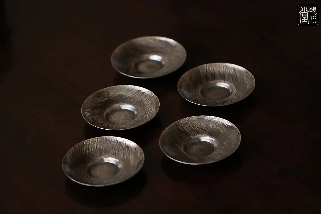 △▽純銀製 在銘 茶托 5客 約208g△▽ 銀製