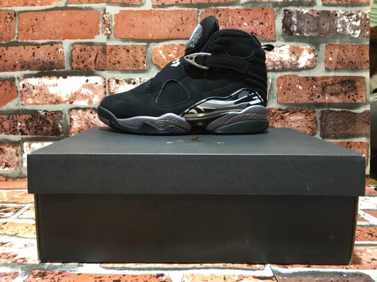 AJ8 Black and Silver Men's Air Jordan 8 "Chrome" Shoes Size:41-47.5 305381-003