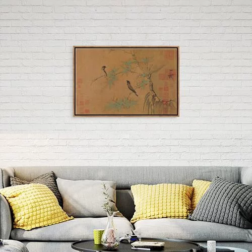 Green Bamboo Double Sparrow Picture-Song Huizong Zhao Ji-American