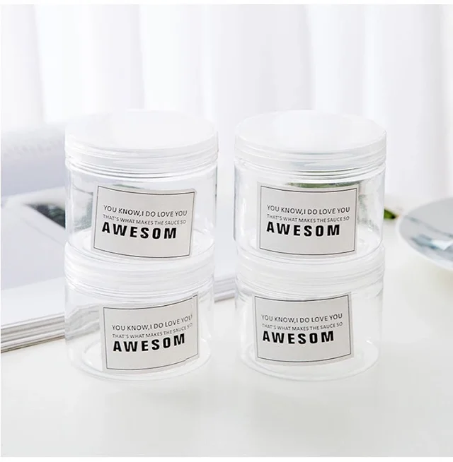 买二送一 韩国发饰收纳罐子英文标签简约收纳盒饰品塑料盒首饰防尘礼物盒