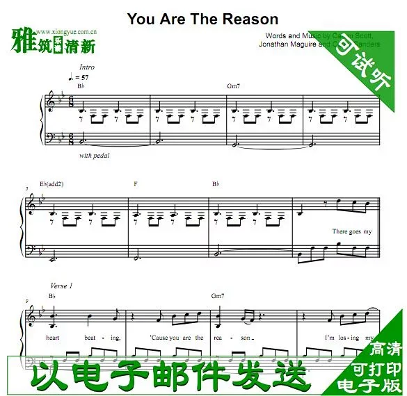 18071401 You Are The Reason 钢琴谱