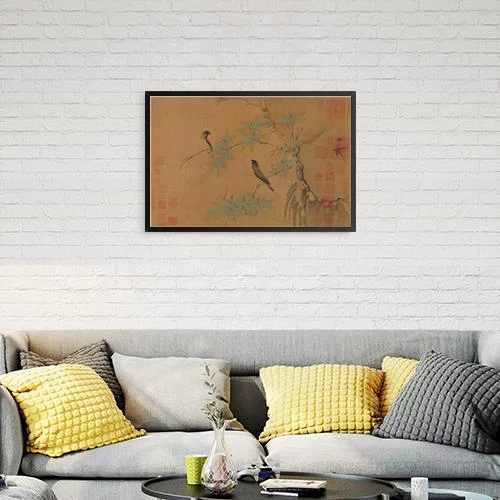 Green Bamboo Double Sparrow Picture-Song Huizong Zhao Ji-American