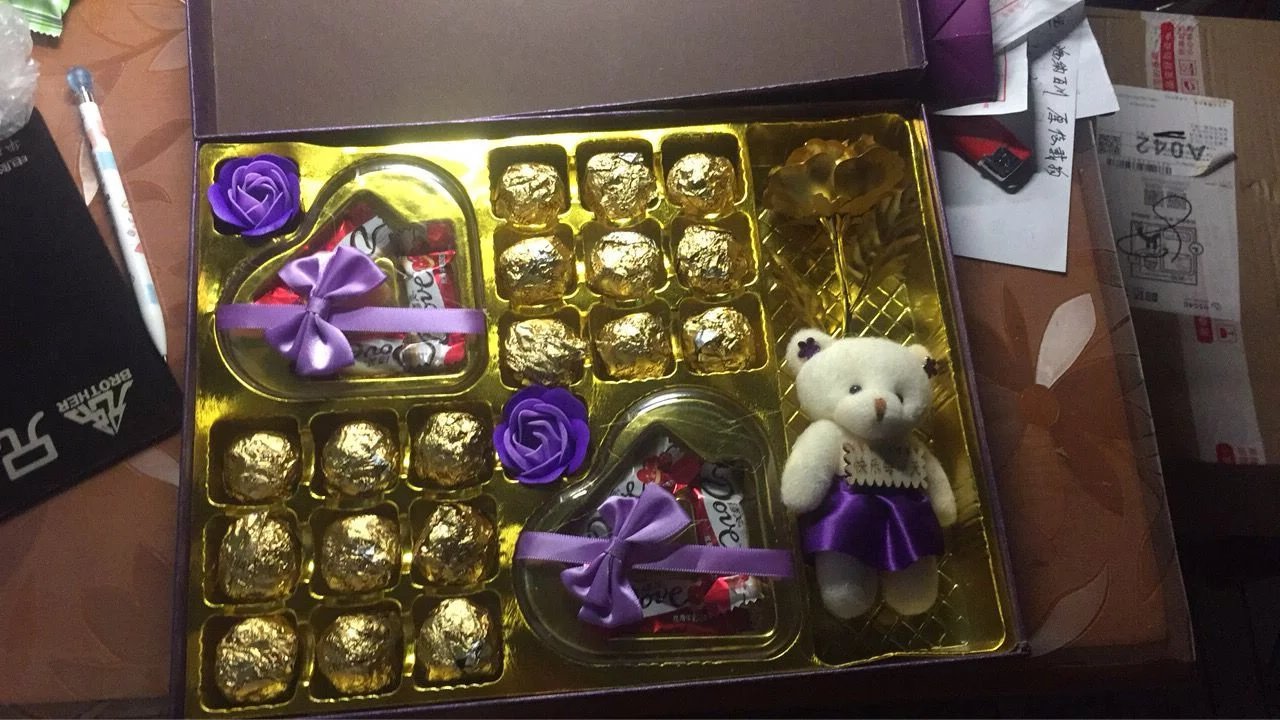 德芙巧克力礼盒装礼品装玫瑰花送女友七夕生日情人节礼物