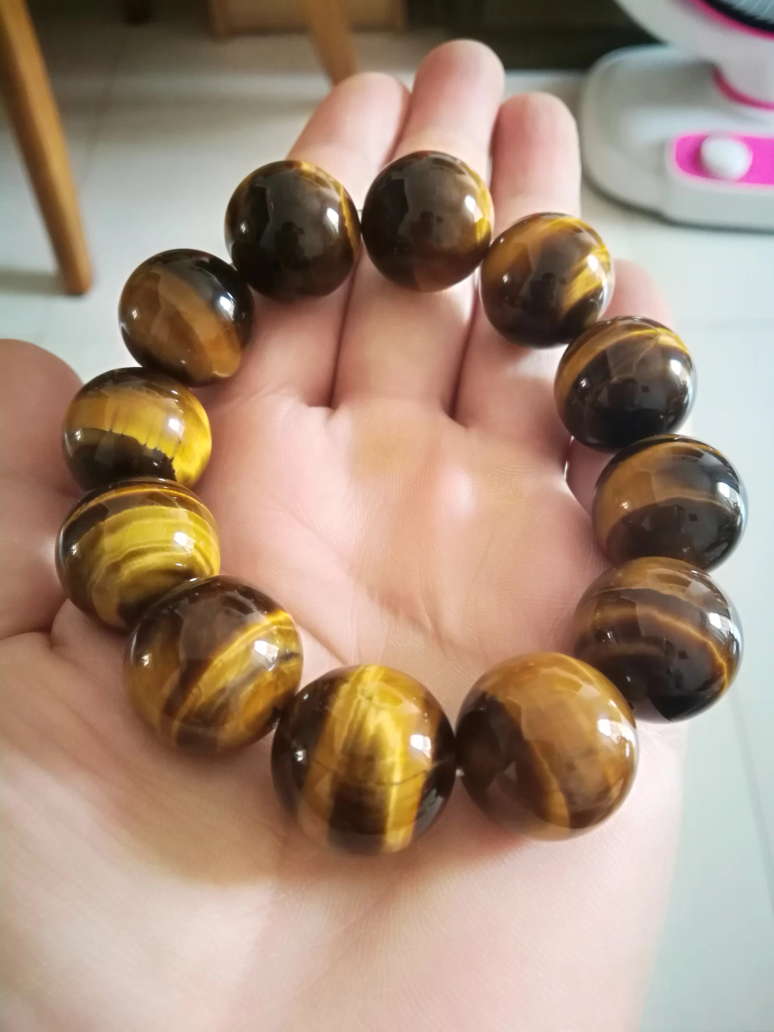 天然巴西黄虎眼石转运珠净佛招财保平安时尚