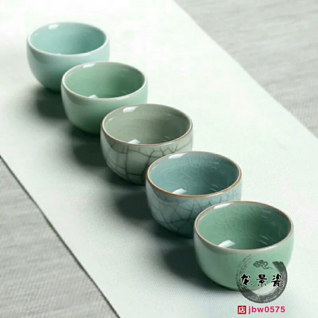 24V949 中国陶器 青磁杯(木箱) 小杯 小碗 茶道具 煎茶 酒器 検:
