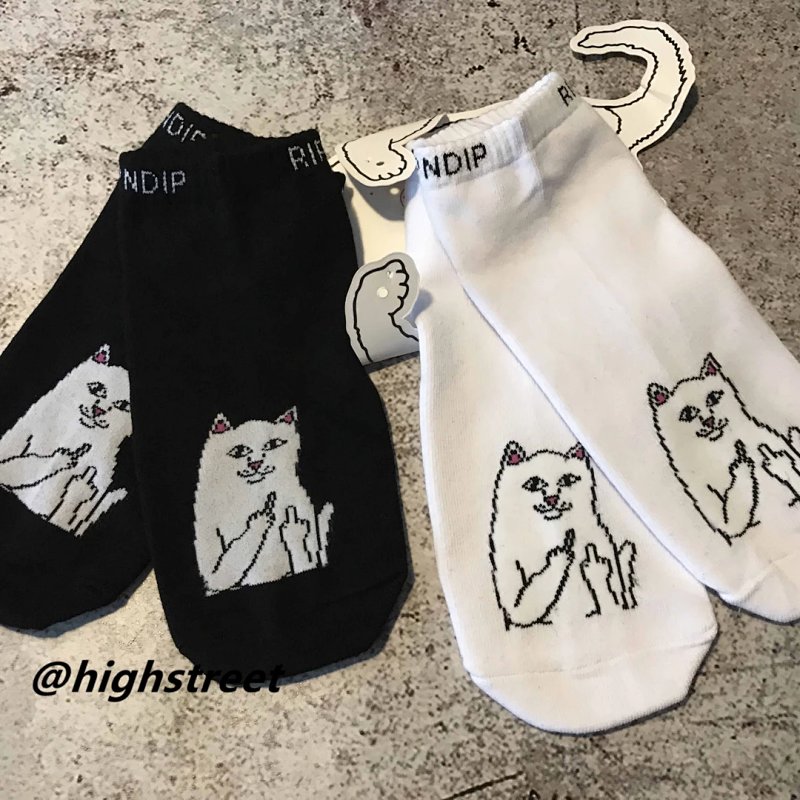 RIPNDIP 潮牌袜子 中指猫袜子小贱猫袜子
