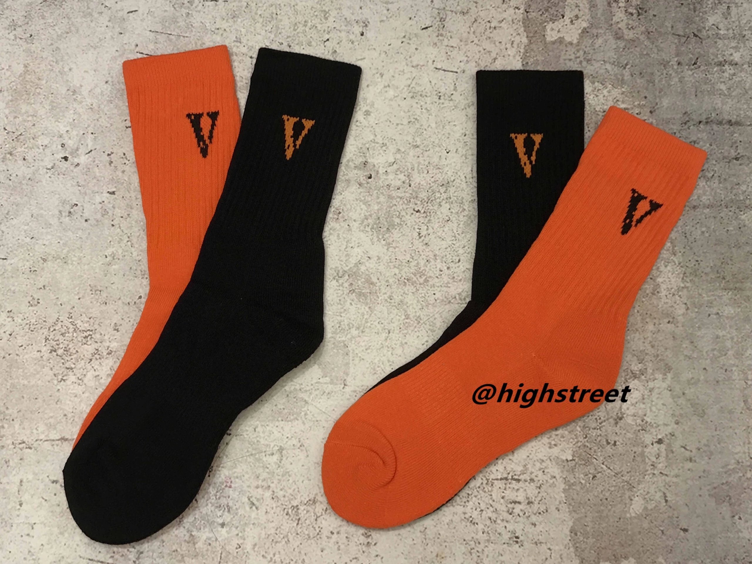 Valentino V Logo Crew Socks Orange - 2