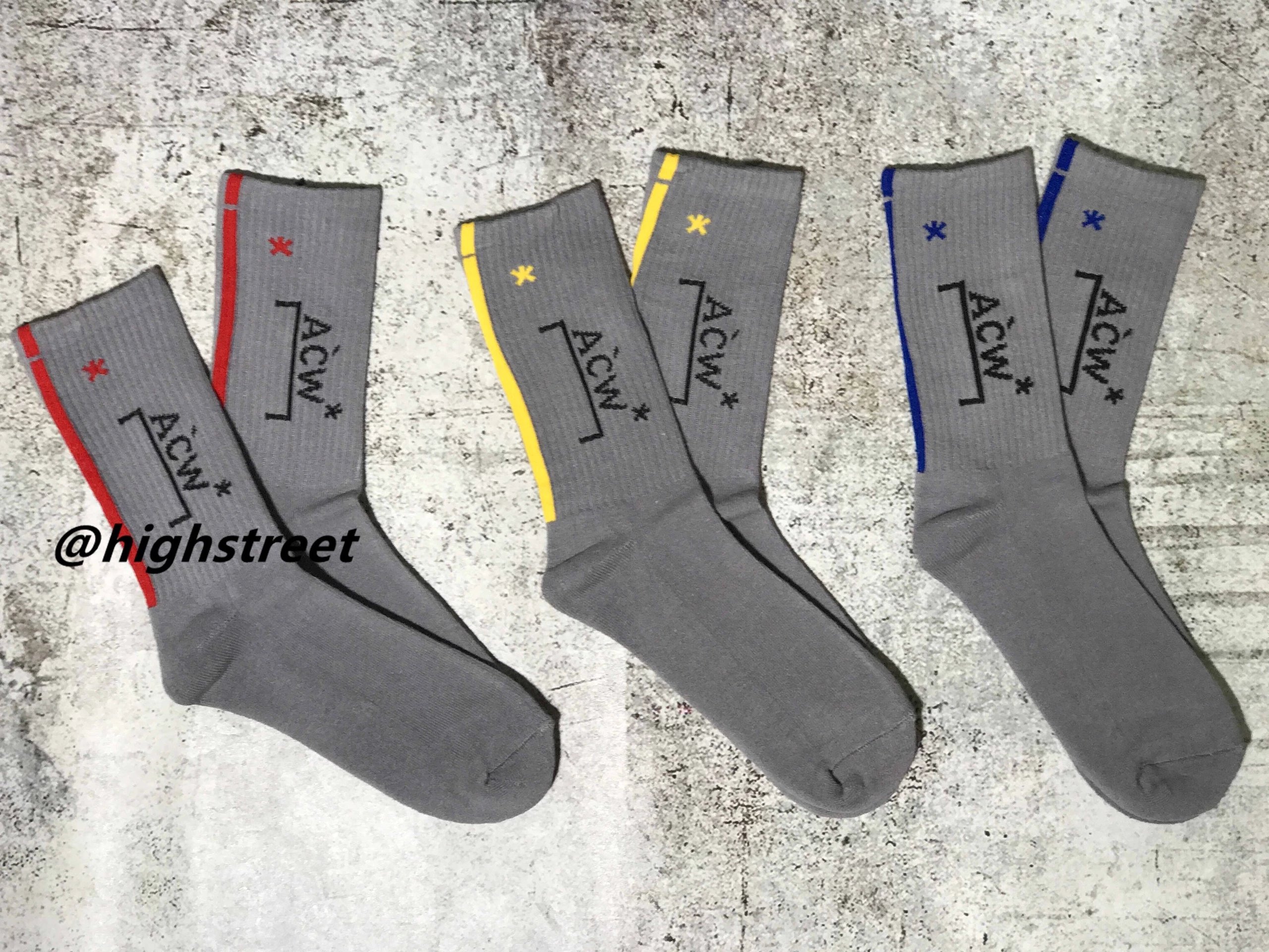 Design ACW Gray Socks with Yellow Stripe and Logo Socks - 2