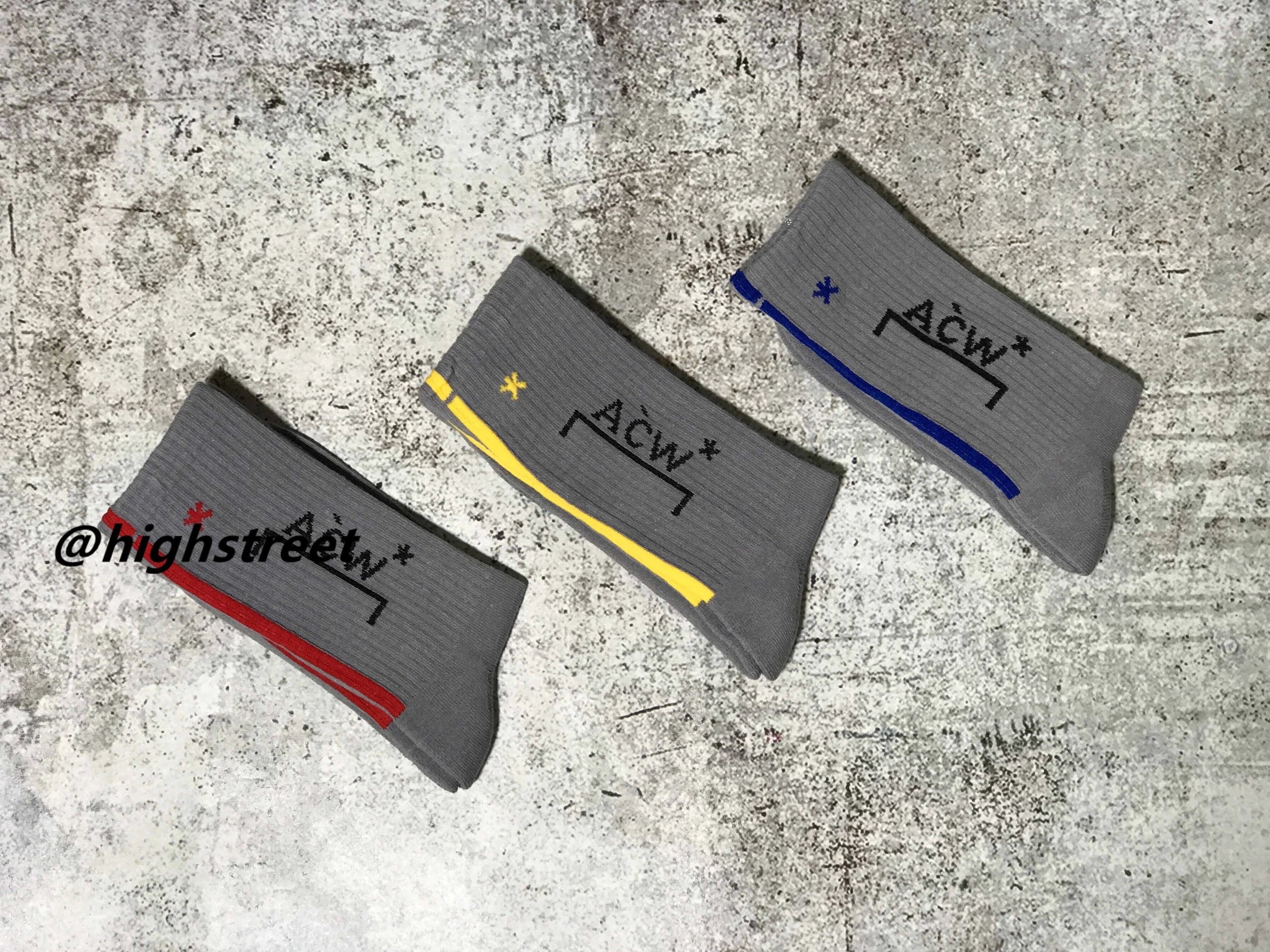 Design ACW Gray Socks with Yellow Stripe and Logo Socks - 3