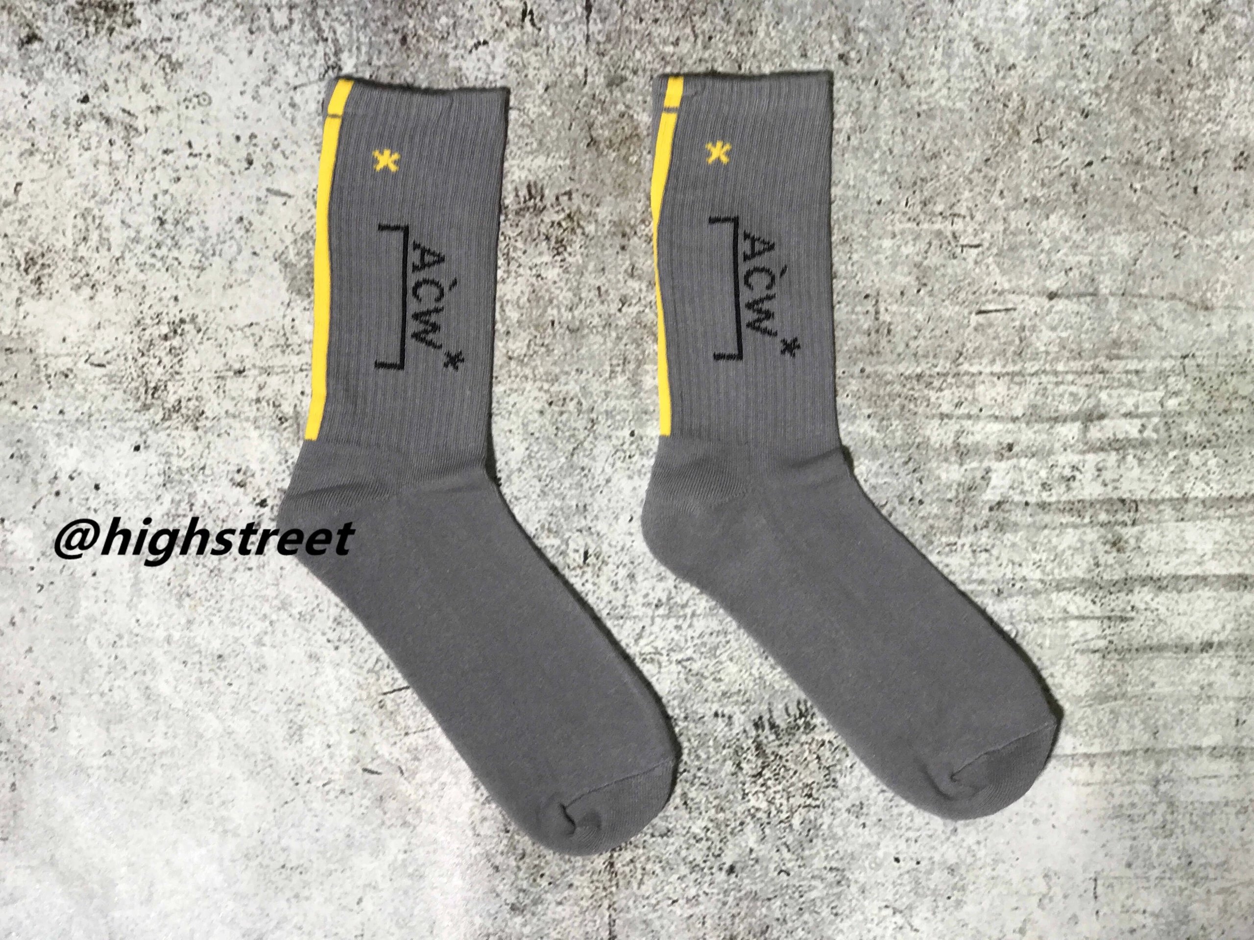 Design ACW Gray Socks with Yellow Stripe and Logo Socks - 7