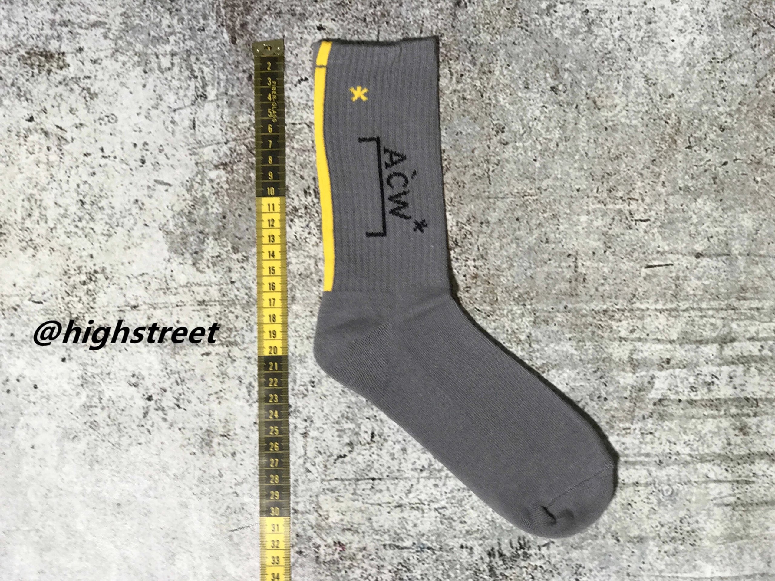 Design ACW Gray Socks with Yellow Stripe and Logo Socks - 9