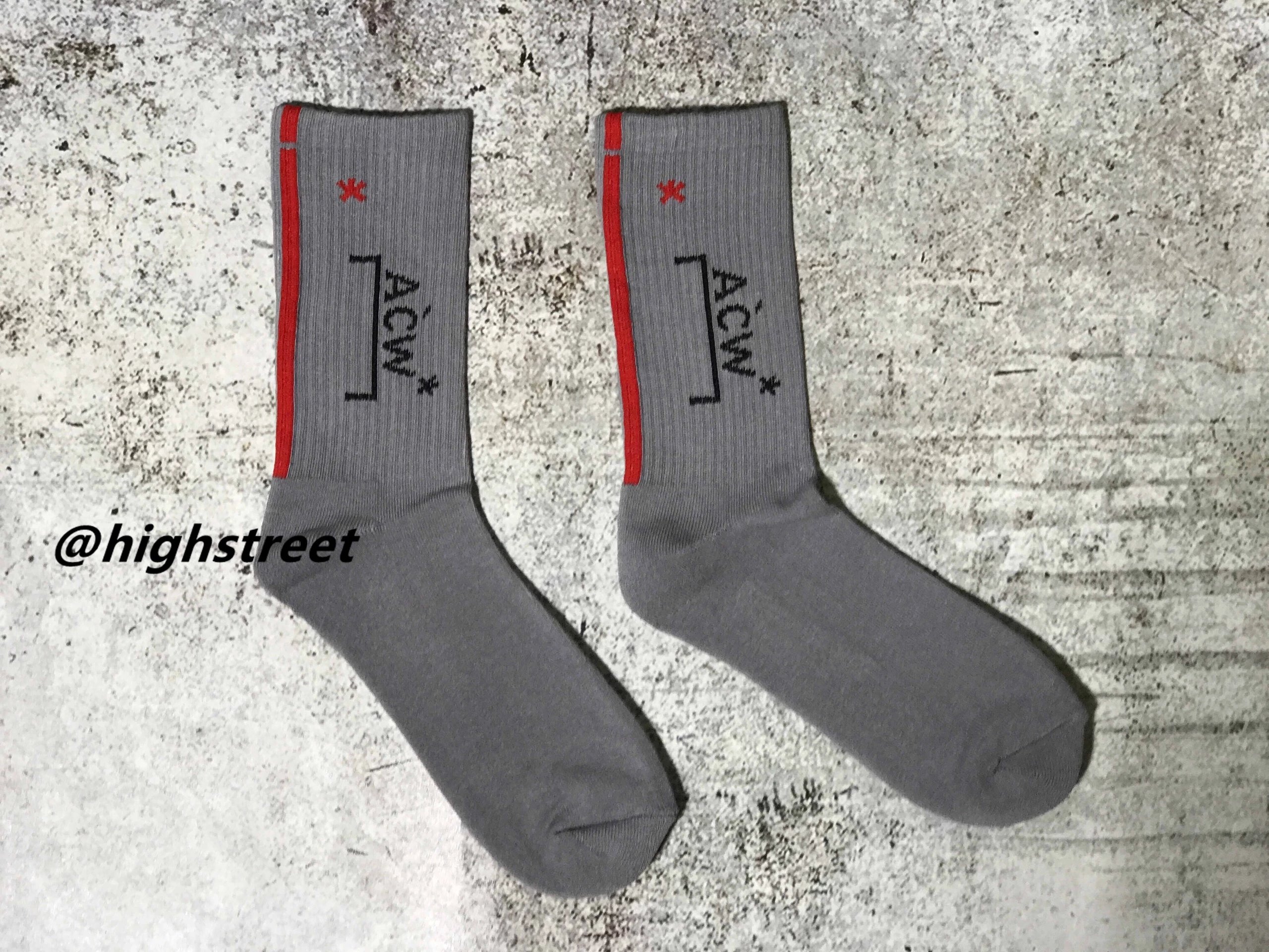 Design ACW Gray Socks with Yellow Stripe and Logo Socks - 6