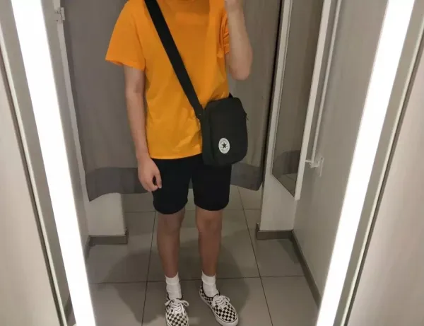 M.P Studios Checkered Shirt Navy Blue and White + Converse All Star Crossbody Bag Black - 3