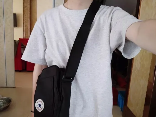 M.P Studios Checkered Shirt Navy Blue and White + Converse All Star Crossbody Bag Black - 4