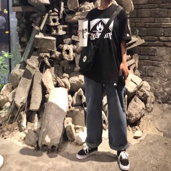 M.P Studios Checkered Shirt Navy Blue and White + Converse All Star Crossbody Bag Black - 2