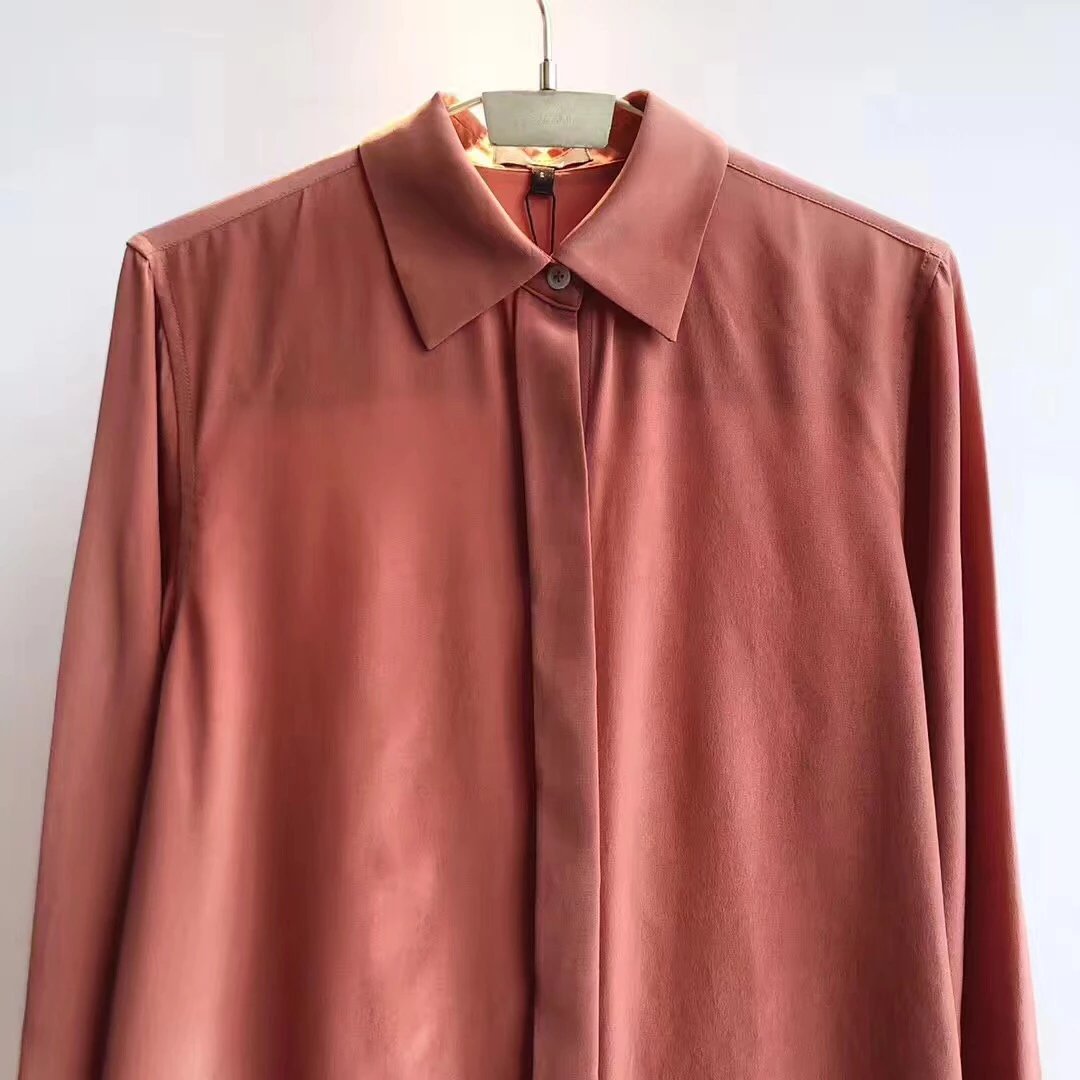 theory砖红色真丝衬衣