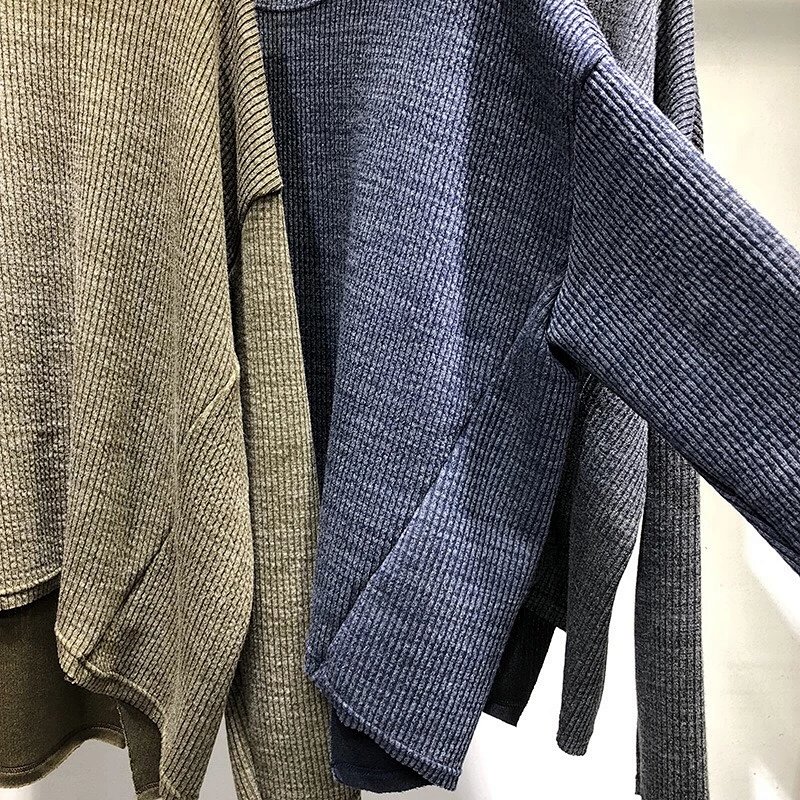 超大宽松蝙蝠袖针织复合加厚打底衫 三色(蓝色 绿色 灰色)