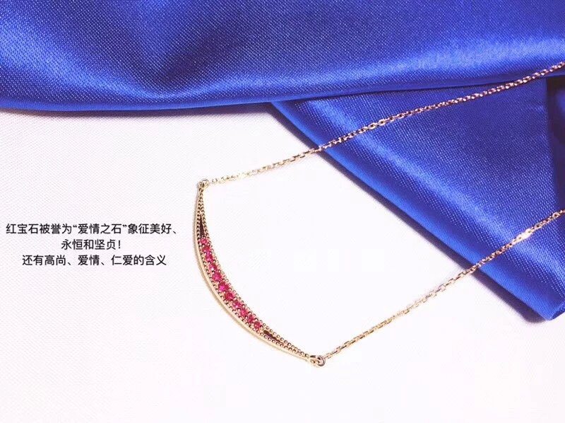 【实体珠宝店专供质感超强】18k金天然红宝石微笑项链时尚卡地亚链