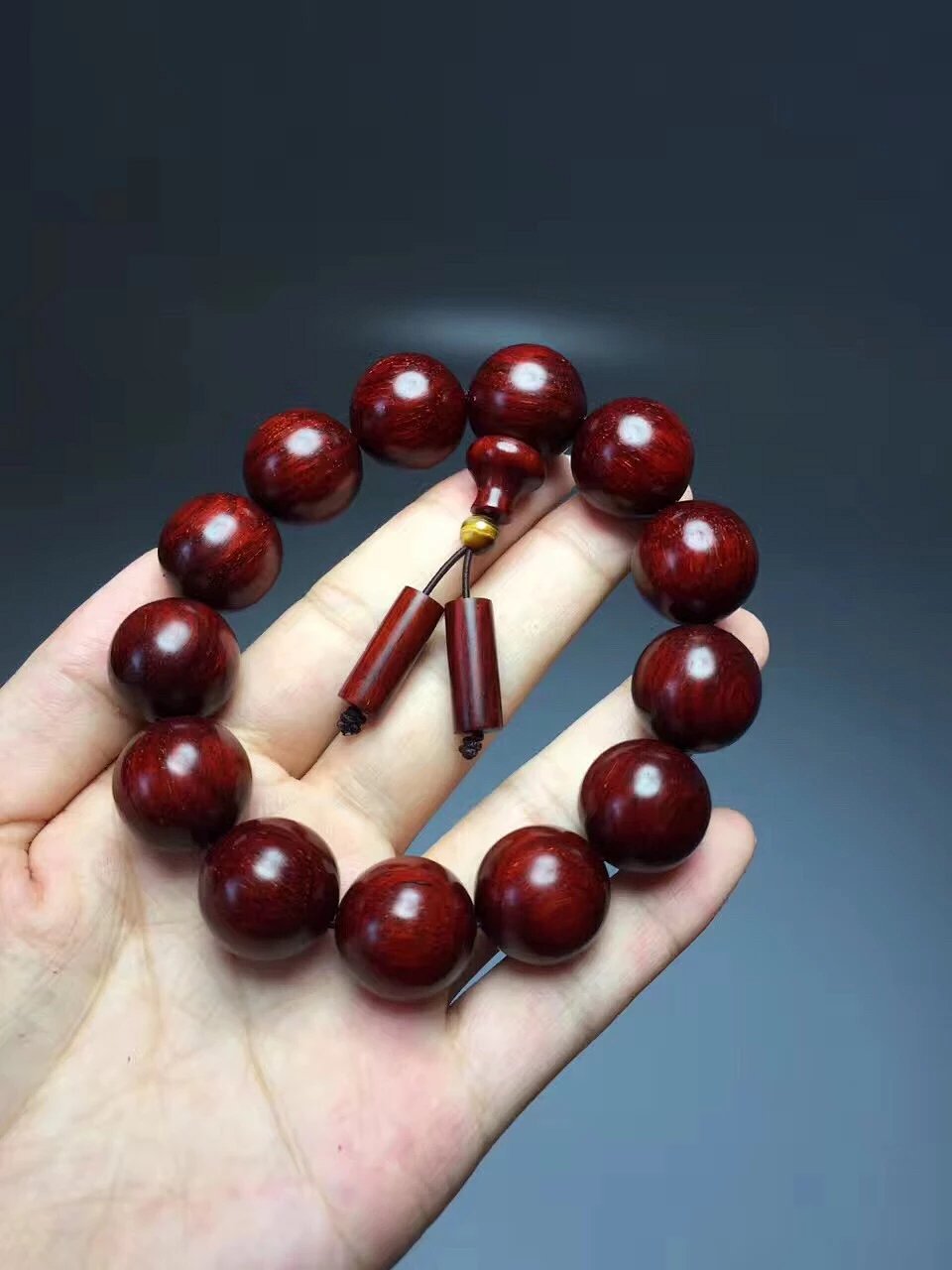 印度小叶紫檀18mm手串 野生林老料 多金星 肉中星 包浆后更加漂亮