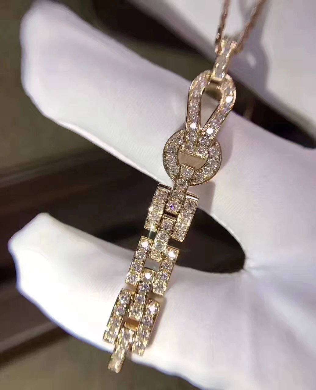 卡地亚cartier18k真金钻石吊坠项链