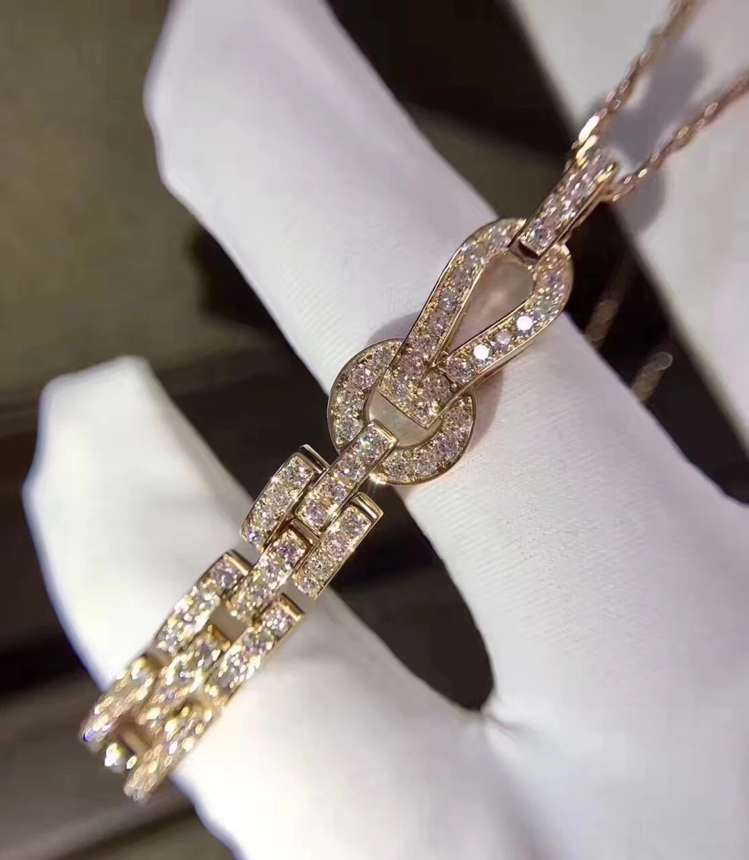 卡地亚cartier18k真金钻石吊坠项链