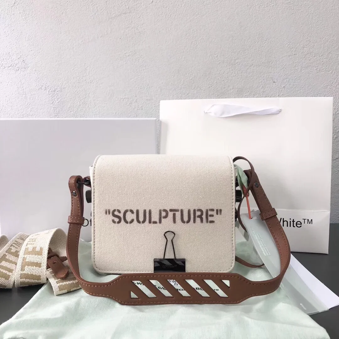 Off White Binder Clip Bag新款SCULPTURE 复古帆布夹子包。