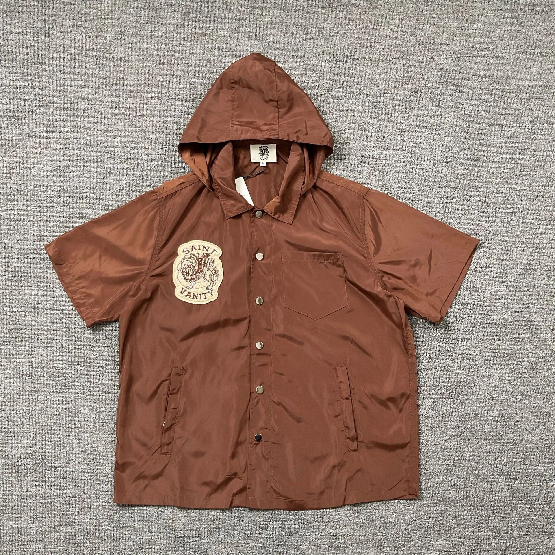 Saint Vanity Hooded Windbreaker Brown Outerwear - 16