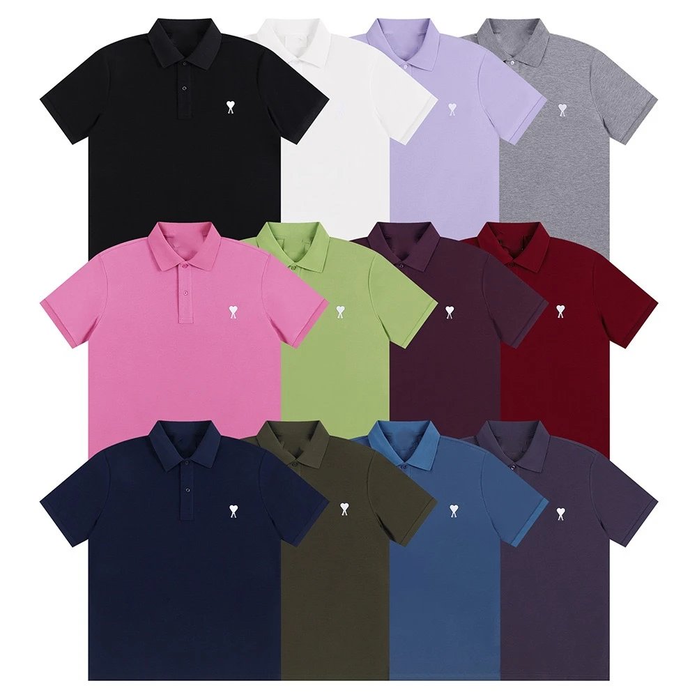 Ami Paris Classic Black Cotton Polo Shirt