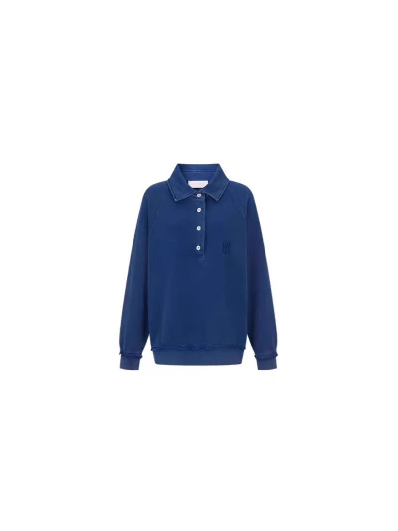Vintage Wash Letter Polo Sweatshirt photo 7