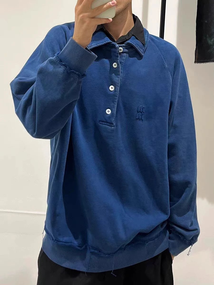 Vintage Wash Letter Polo Sweatshirt photo 8