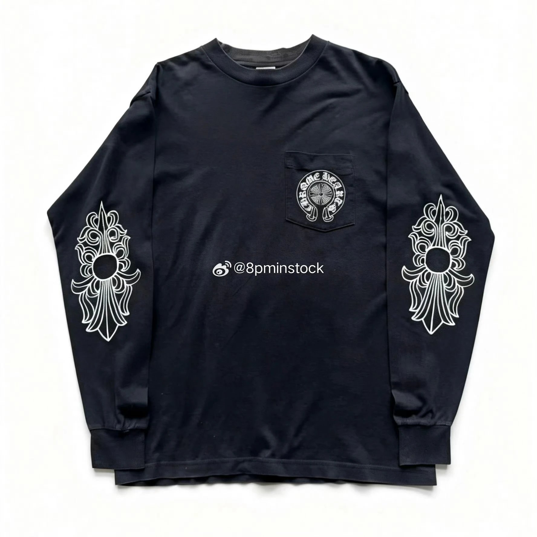 8pm Autonomous Chrome 80's Old Vintage NY Horseshoe Longsleeve Flower Arm Horseshoe Long Sleeve