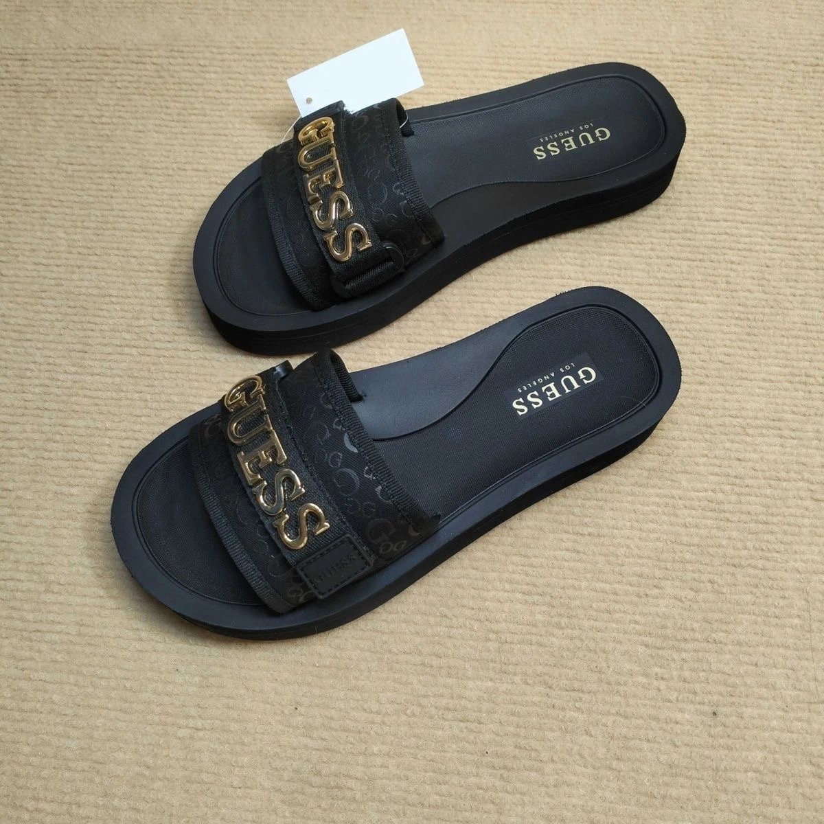 Guess Logo Slide Sandals Navy Blue - 2