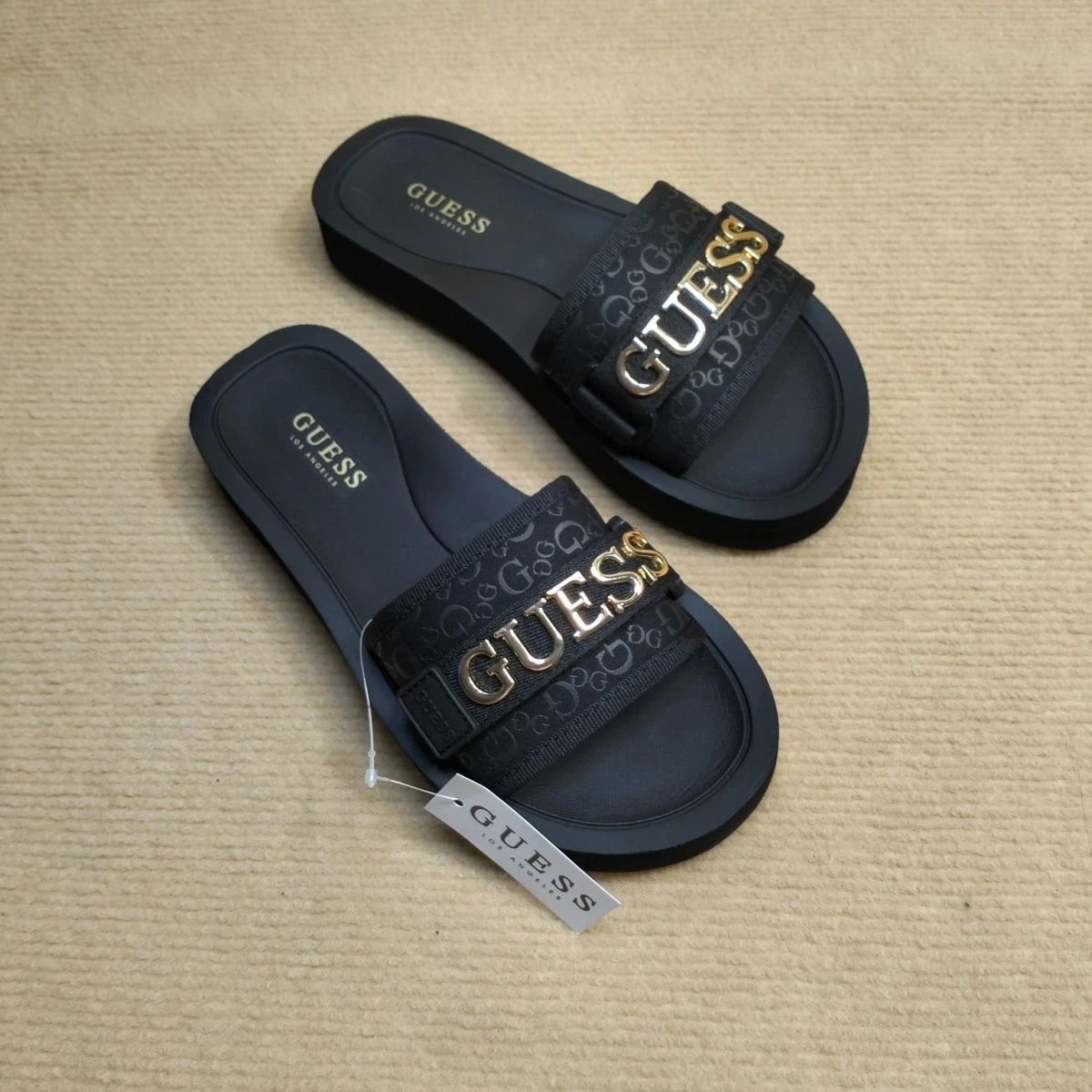Guess Logo Slide Sandals Navy Blue - 3
